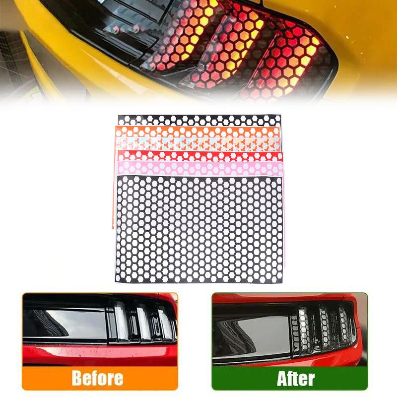 2Pcs Creative Trendy Taillight Stickers Car Rear Light DIY Decorative Sticker Universal Auto Honeycomb Sticker Decor Accessories