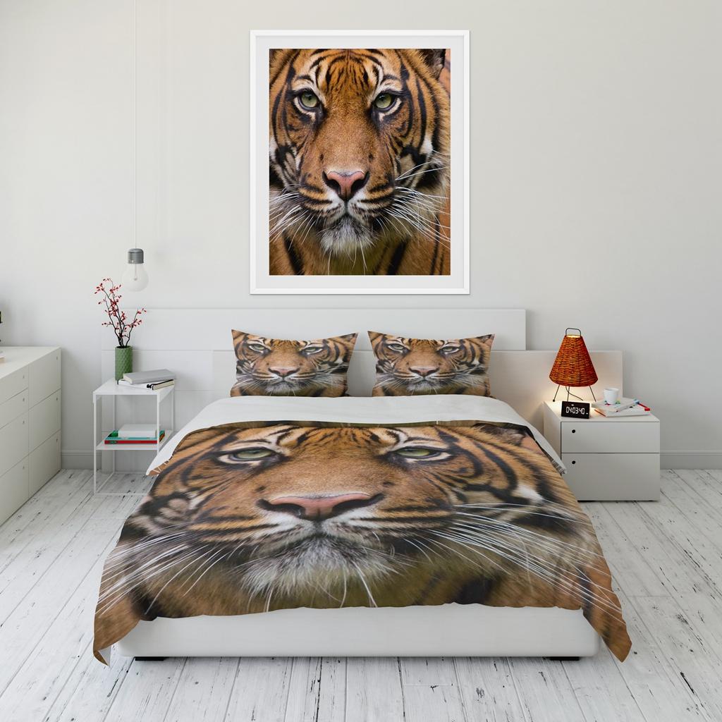 

Комплект постельного белья с рисунком тигра Cute Bear Kawaii King Twin Double Child Bedding Set Microfiber or Polyester Duvet Cover Set EU single(135x200cm)