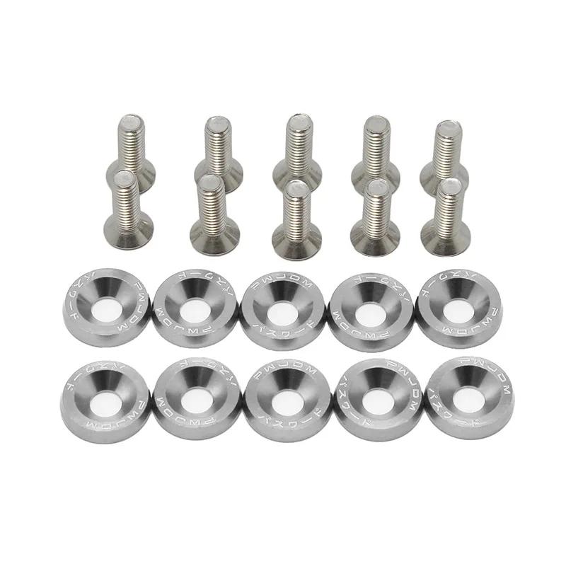 Car Modification Hex Fasteners 10 Pack M6 JDM Fender Washer Bumper Engine Concave Screws Fender Washer License Plate Bolts