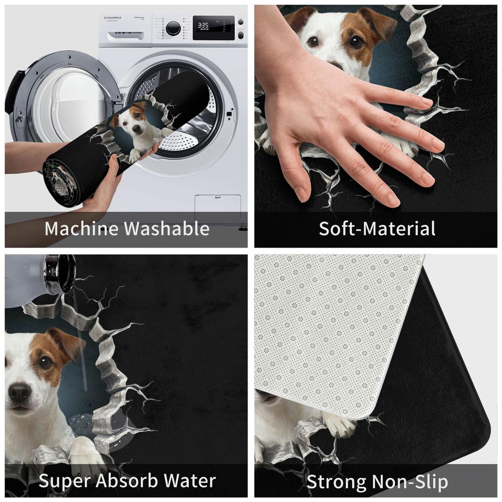 Breaking Through Jack Russell Terrier Doormat Non-Slip Kitchen Bathroom Mat Bedroom Balcony Door Floor Entrance Carpet Rug
