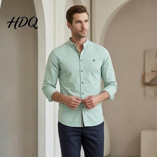 Chemise de Célébration Traditionnelle Formelle Homme Chemise Oktoberfest Coupe Ajustée Col Mao Costume Facile d'Entretien Repassage Facile Haut Manches Longues pour Festival de Biergarten