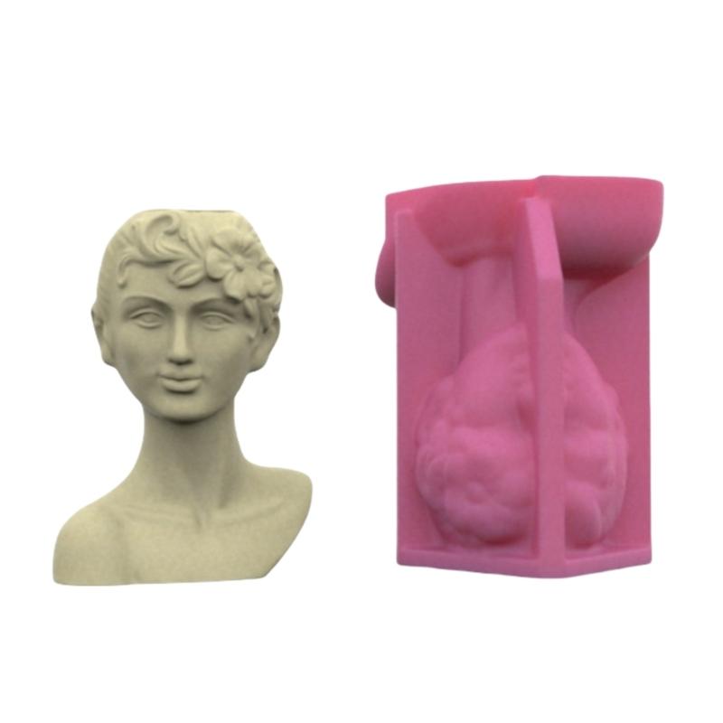 Silicone Vase Molds Succulent Planter Mold Human Head Shape Silicone Flowerpot Mold Suitable for Crafting Vase Planter 1