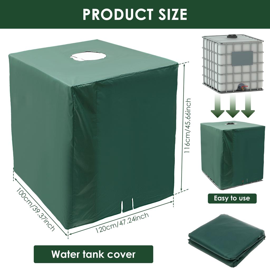 IBC Tote Cover Waterproof 1000 Liter Rainwater Container Rain Dustproof Water Tank Cover Oxford Cloth Outdoors UV Protection