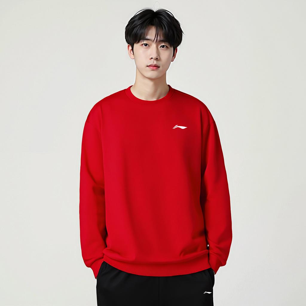 Li-Ning Casual Simple Round Neck Letter Print Loose Comfortable Sweatshirt Unisex sweatshirt AWDVG81-6
