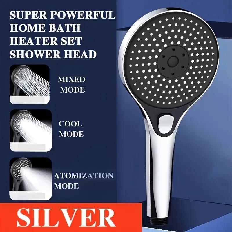 High Pressure Shower Head 13cm Panel 3 Modes Water Saving Spray Nozzle Shower Bathroom Accessories