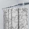 Black Line Cat Shower Curtain Waterproof Bathroom Decoration Modern Print 180X243Cm