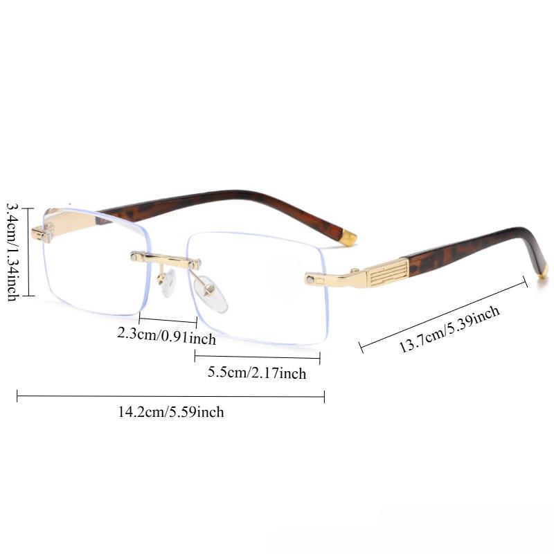 Men Women Fashion Business Anti Blue Light Reading Glasses Rimless Diamond Edge Trimming Presbyopia Eyeglasses