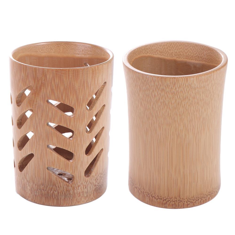 Wood Bamboo With Drainage Kid's Room For Home Bathroom Toothbrush Cup Toothbrush Holder Storage Cup