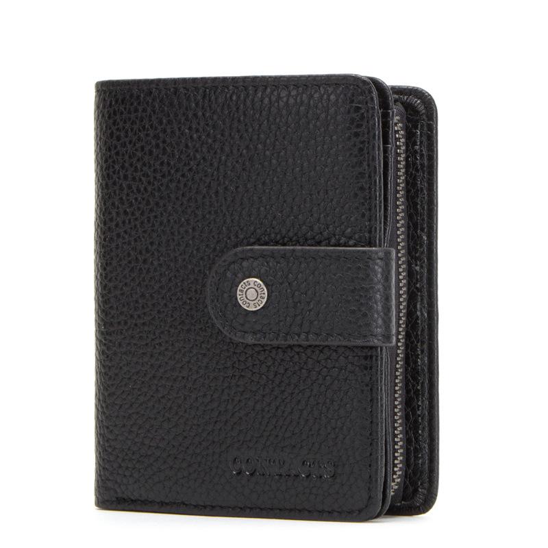 Johnature Portamonete da uomo con pochette multifunzione in pelle Crazy Horse vintage con cerniera solida e Hasp