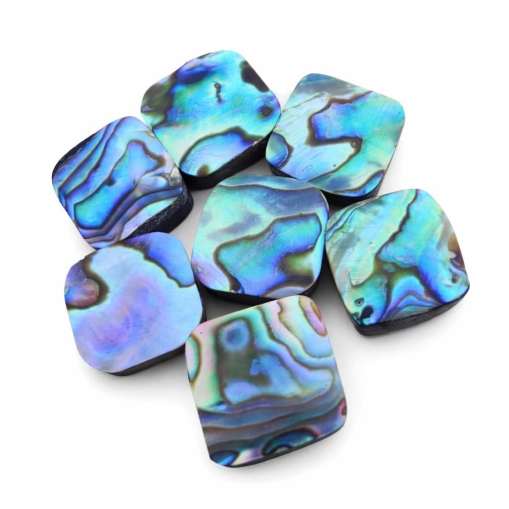 AAA+ Abalone Shell Square Cushion Cabochon, Flat Back Natural Shell Gemstone, Iridescent Stone for Jewelry Making