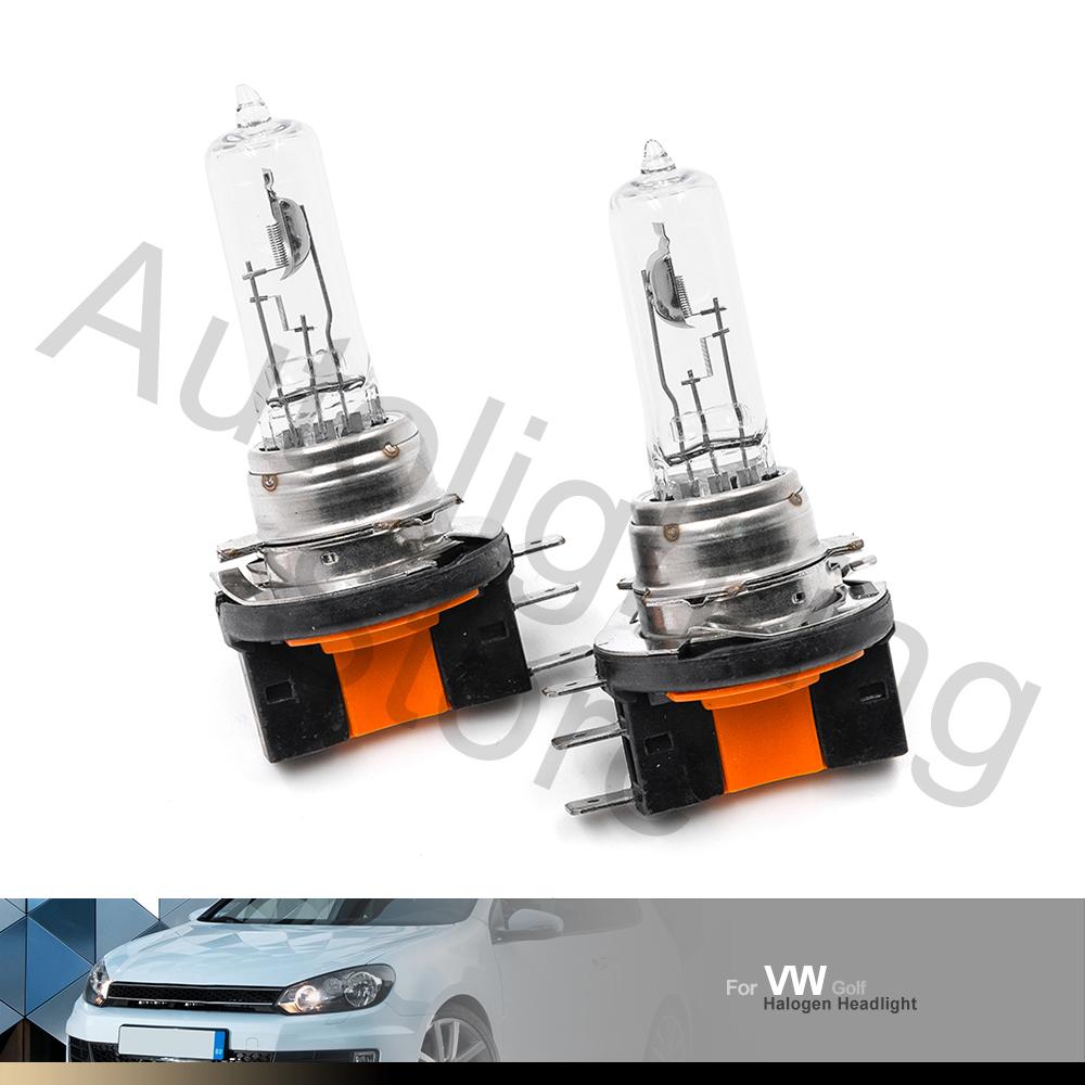 2x H15 Halogen Lamp For Volkswagen VW Golf/GTi 15/55W 12V Headlight High Beam Bulbs DRL Lamps 3200K Clear Glass Car Light Source
