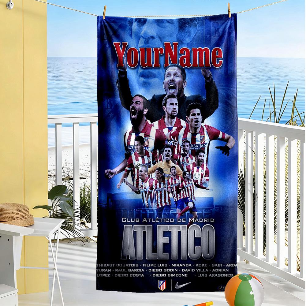 Atletico Madrid Customize Your Name Beach Towel Super Soft & Absorbent Portable for SwimmingBeachCamping Travel Beach AccessoriesGym