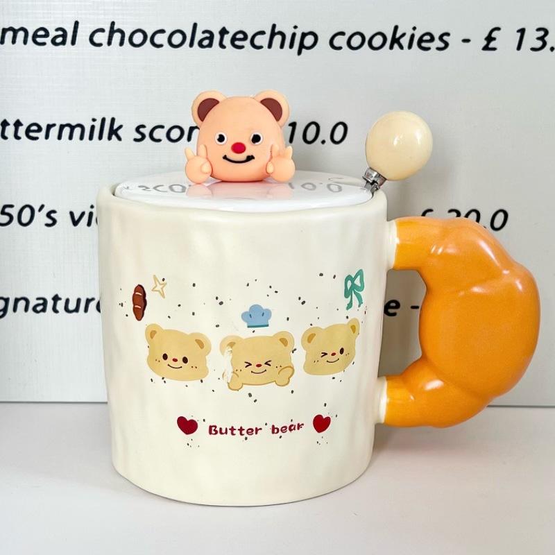 Cute Bier Butter Bear Ceramic Mug Girls High-value Drinking Cup Couple Birthday Gift Souvenir