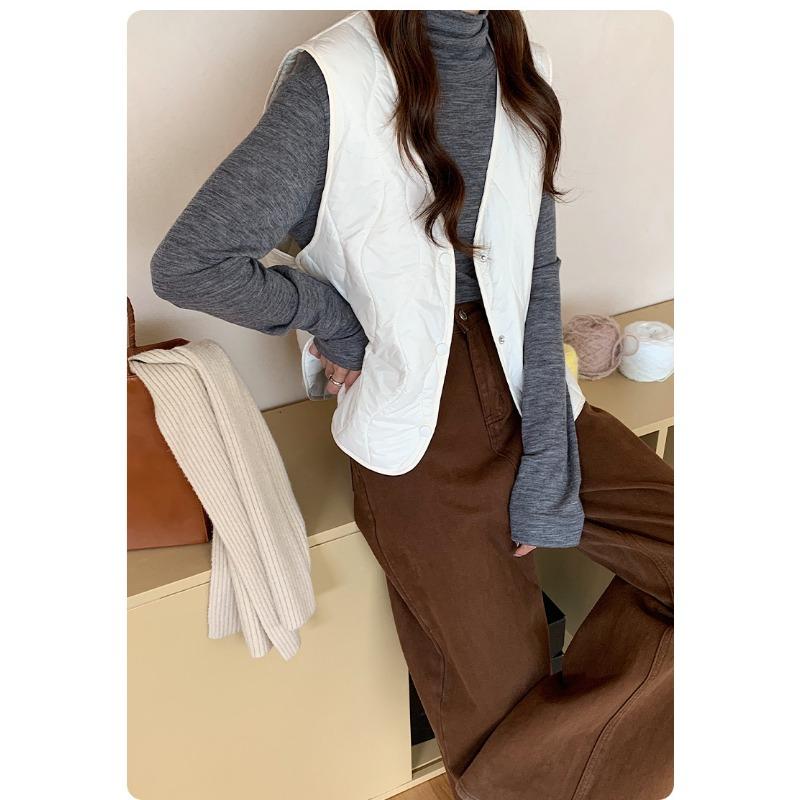

Autumn new thin versatile down wool vest base warm loose coat women s clothing XL [120-70kg] белый