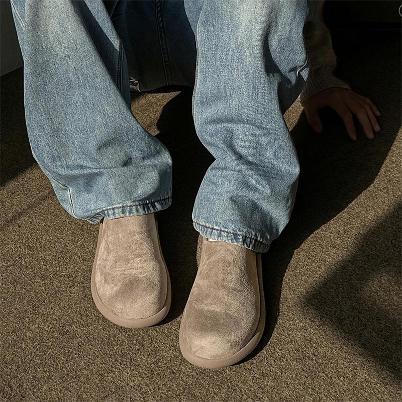 2025 Men's Lazy Mule Slippers Suede Leather Backless Loafers Open-Toe Comfortable Indoor/Outdoor Non-Slip Semi-Drag Casual Shoes