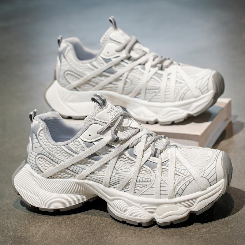 European Station Men's Shoes Live Broadcast Summer Mesh Breathable Casual Sports Shoes Students Versatile Thick Soles Heightening Dad Shoes