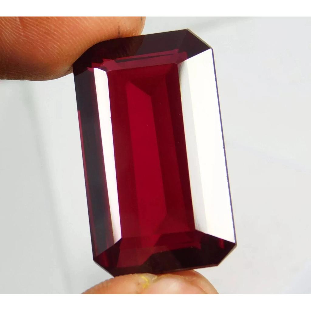 Natural Red Painite Emerald Cut 64-66 Ct Flawless Certified Loose Gemstone