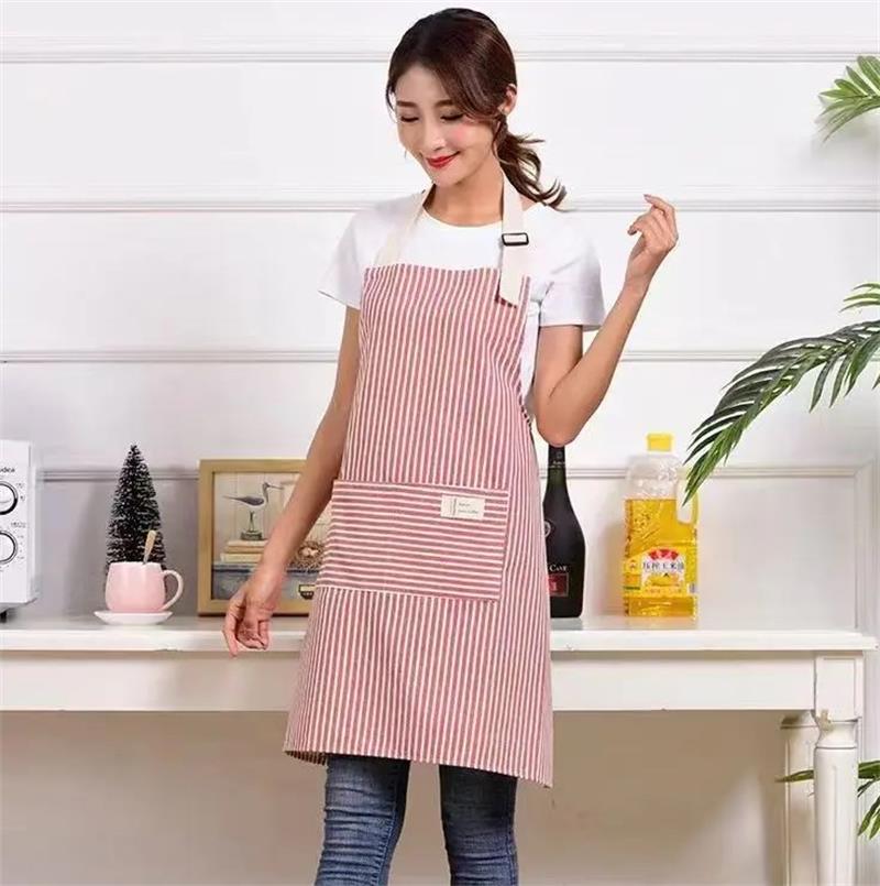 1PC Grembiule a Righe in Lino Cotto con Cinturino in Tessuto di Cotone Sottile per Resistenza a Macchie e Olio, Salopette da Caffè, Grembiule, Accessori da Cucina