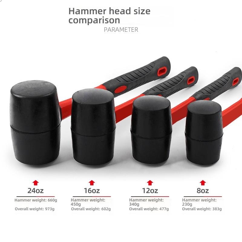 Rubber Hammer Rubber Hammer Elastic Rubber Hammer Installation Hammer Soft Rubber Round Head Dual Color Fiber Handle.zwq