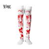 Scary Halloween Costume for Women Blood Print Women, Apron, Hooded Detailed Palm Outfit Cloak, Stockings Outfits Cosplay Parties, Haunted House Events