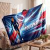 Kylian Mbappe Personalized Fleece Blanket With Football Logo, Custom Name Text Soft Warm Home Throw Blanket