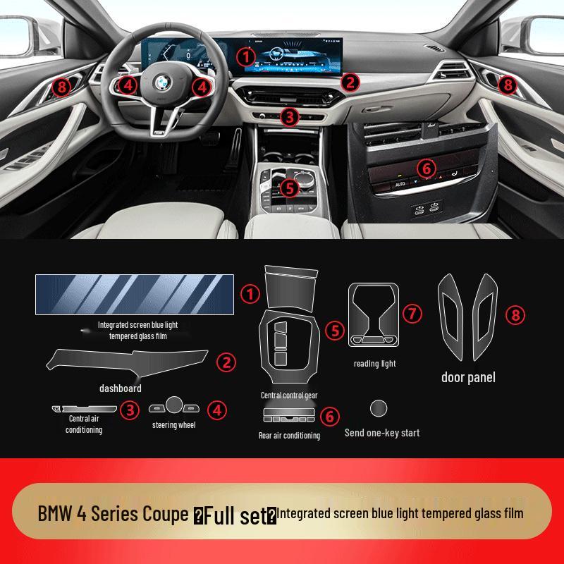 25 BMW 4 Series 425i/430i Interior Console Tempered Glass Protector Film
