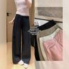 Women's High Waist Wide Leg Pants Regular Fit Elegant Commuter Straight Trousers Tencel Linen Breathable Summer Long Pants Two Length Version