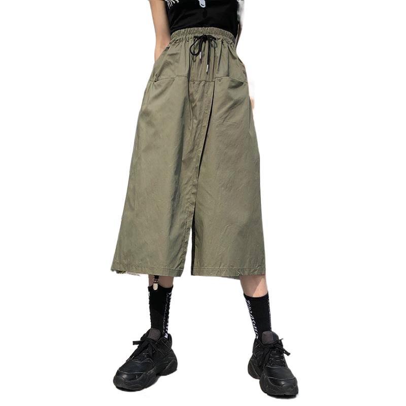 Frühling/Sommer 2020 Ulzzang High Waist Weit Bein Cropped Rockhose für Damen
