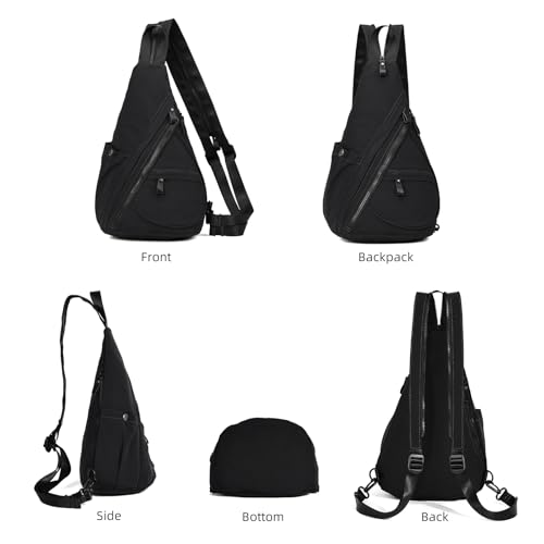 [KL928] Shoulder Bag for Men, Body Bag, Backpack for Women, Unisex, Lightweight, Waterproof, Durable, Stylish, Multi-Pocket, Functional, Casual (Black