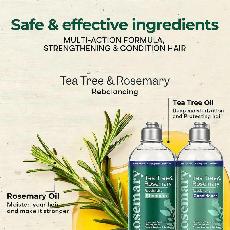 Tea Tree & Rosemary Shampoo & Conditioner Set - Refreshes & Rebalances Hair and Scalp - For Oily/Normal Hair - Tea Tree Leaf Oil, Rosemary Leaf Extrac