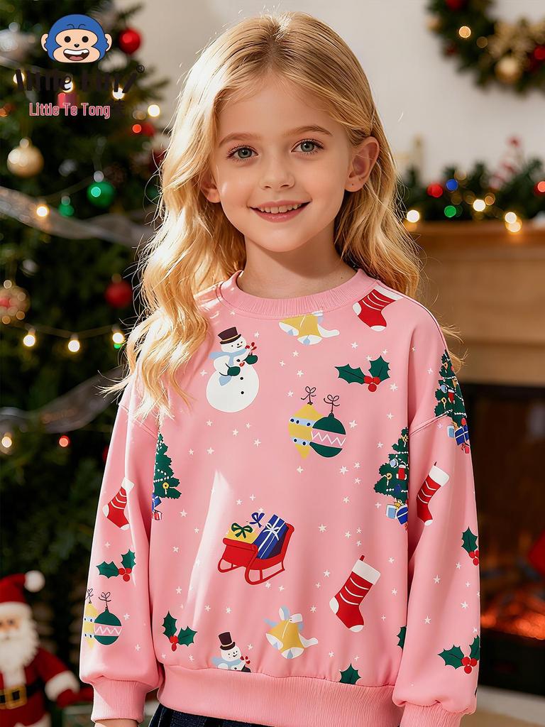 Kids’ Christmas Cartoon Long-Sleeve Sweatshirt, Autumn/Winter