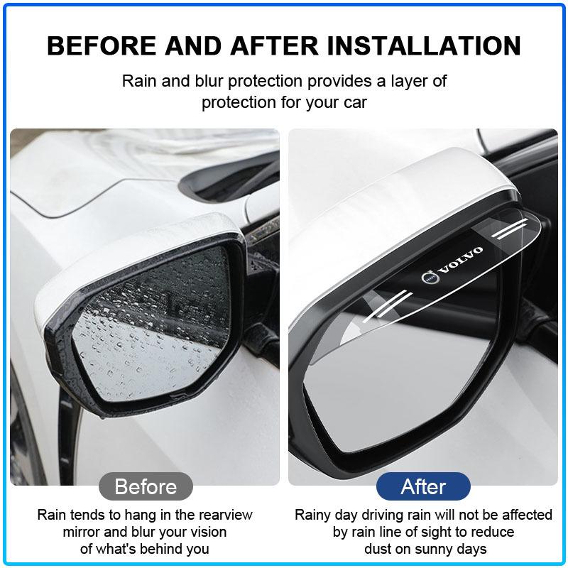 2PCS Car Transparent Car Rearview Mirror Rain Eyebrow Visor Cover For Volvo XC60 XC90 S60 S80 S40 V40 V60 V70 V50 XC70