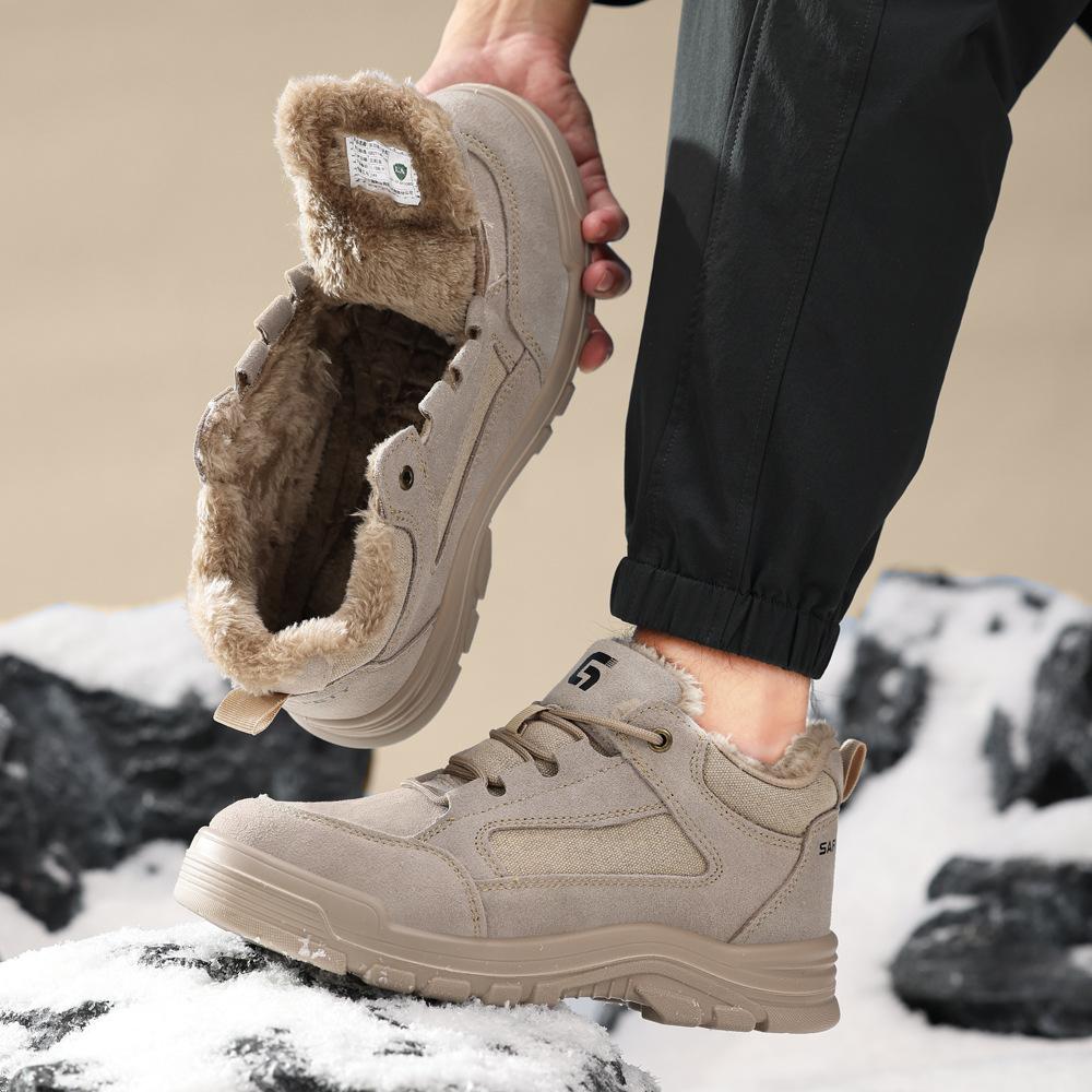 Winter Velvet Warm Labor Insurance Shoes for Men and Women Anti-piercing and Anti-smashing Steel Head Safety Shoes Comfortable Anti-velvet