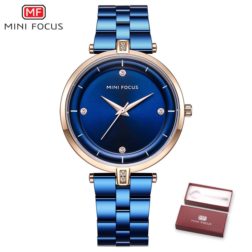 MINI FOCUS Watches Women Top Brand Luxury Quartz Watch Female Fashion Rhinestone Stainless Steel Ladies Simple Casual Wristwatch