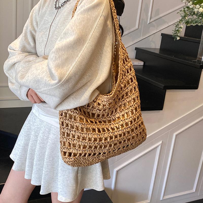 Summer Straw Woven Bag for Women Shoulder Bag Raffia Paper Rope Boho Beach Handbags Casual Messenger Crossbody Bag Female Purse