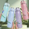1PC Cancer Ribbon Heart Pulse Art 750ml Color Plastic Sports Water Bottle Leakproof Flip Straw Lid Suitable for Sports Office Home Use