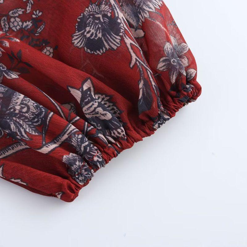 Kaslead New Arrival Women's Clothing Fashion Style Stylish Simple and Versatile round Neck Waist Trimming Print Tops