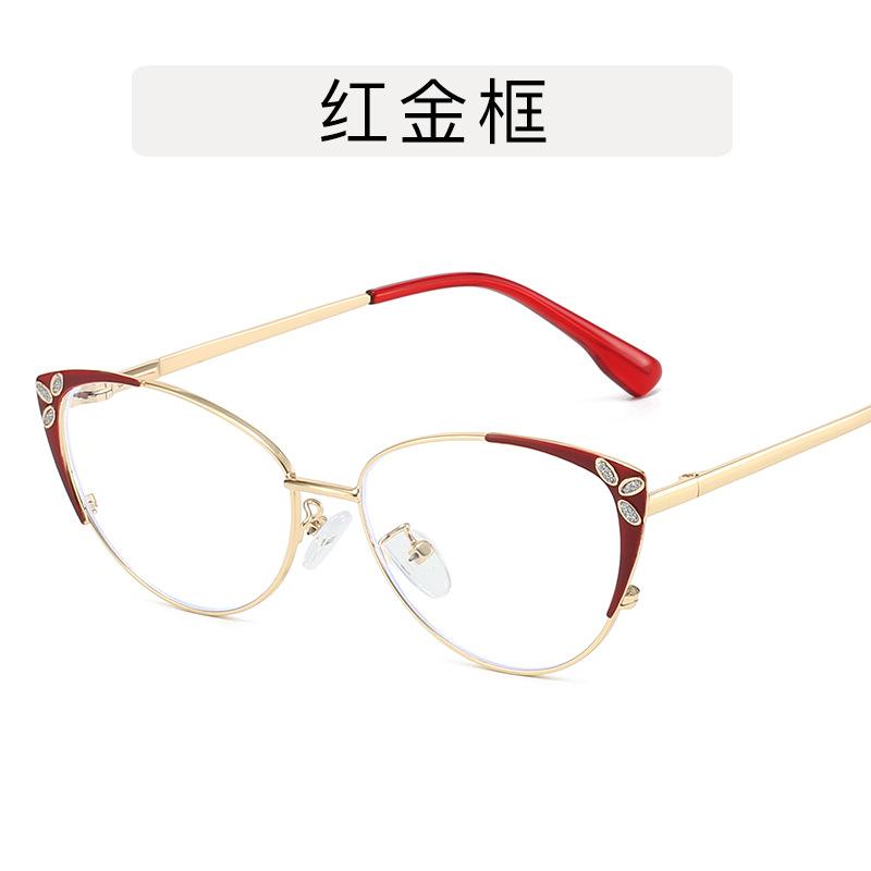 European American Stylish Glasses Women Cat Eye Shape Anti Blue Light Women's Glasses Frames  Decorative Glass