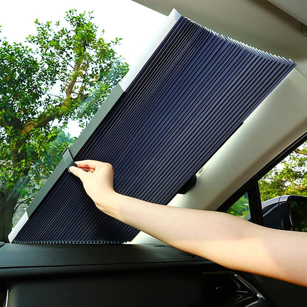 Car Retractable Windshield Visor Shutter Blinds,Car Sun Shades Cover, Front Window SUV Protector for Universal Motor Vehicles
