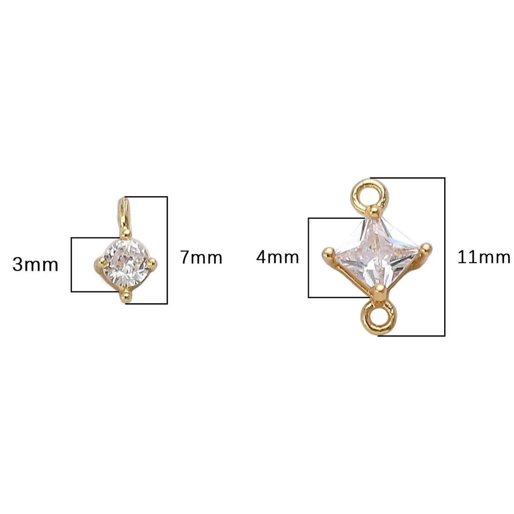 Kupfer Micro eingelegter Zirkonia quadratischer Hängeanhänger für DIY Schmuckherstellung Bastelzubehör