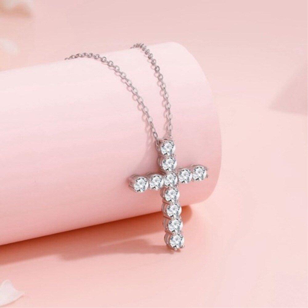 [Osjarak] Women's Cubic Bling Cross Mini Chain Necklace