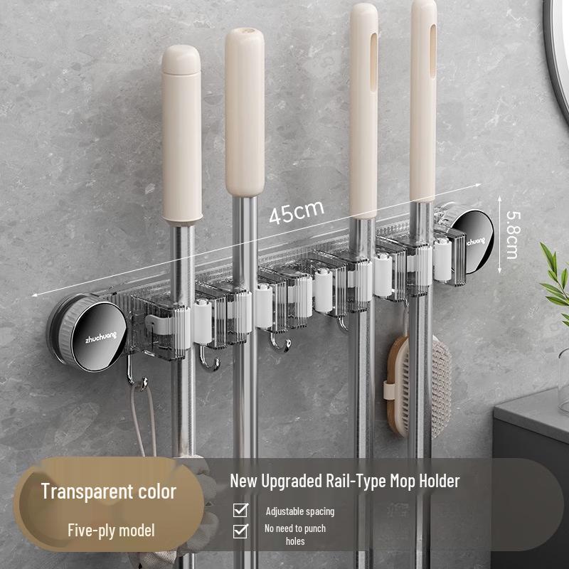 ZNMW Punch-Free Mop and Broom Holder with Hooks