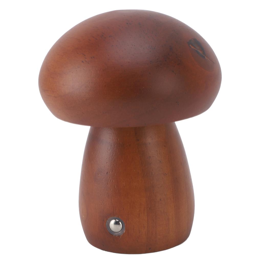 Small Wood Mushroom Lamp USB Charging Cordless Bedside Touch Lamp Portable Dimmable Table Lamp for