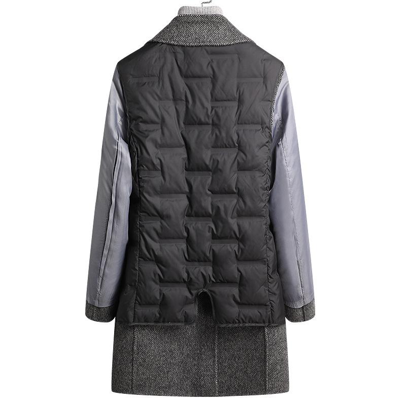 Autumn and Winter New Style Removable Down Liner Double-sided Woolen Coat Men's Versatile Herringbone Cashmere Woolen Coat