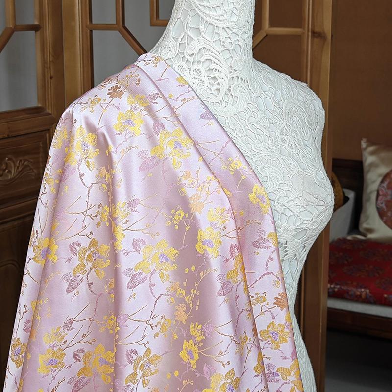 Embossed Jacquard Fabric White Beige Goldfish Design Sewing Material Cheongsam Dress Party Garment Wide 150cm Sold By Meter