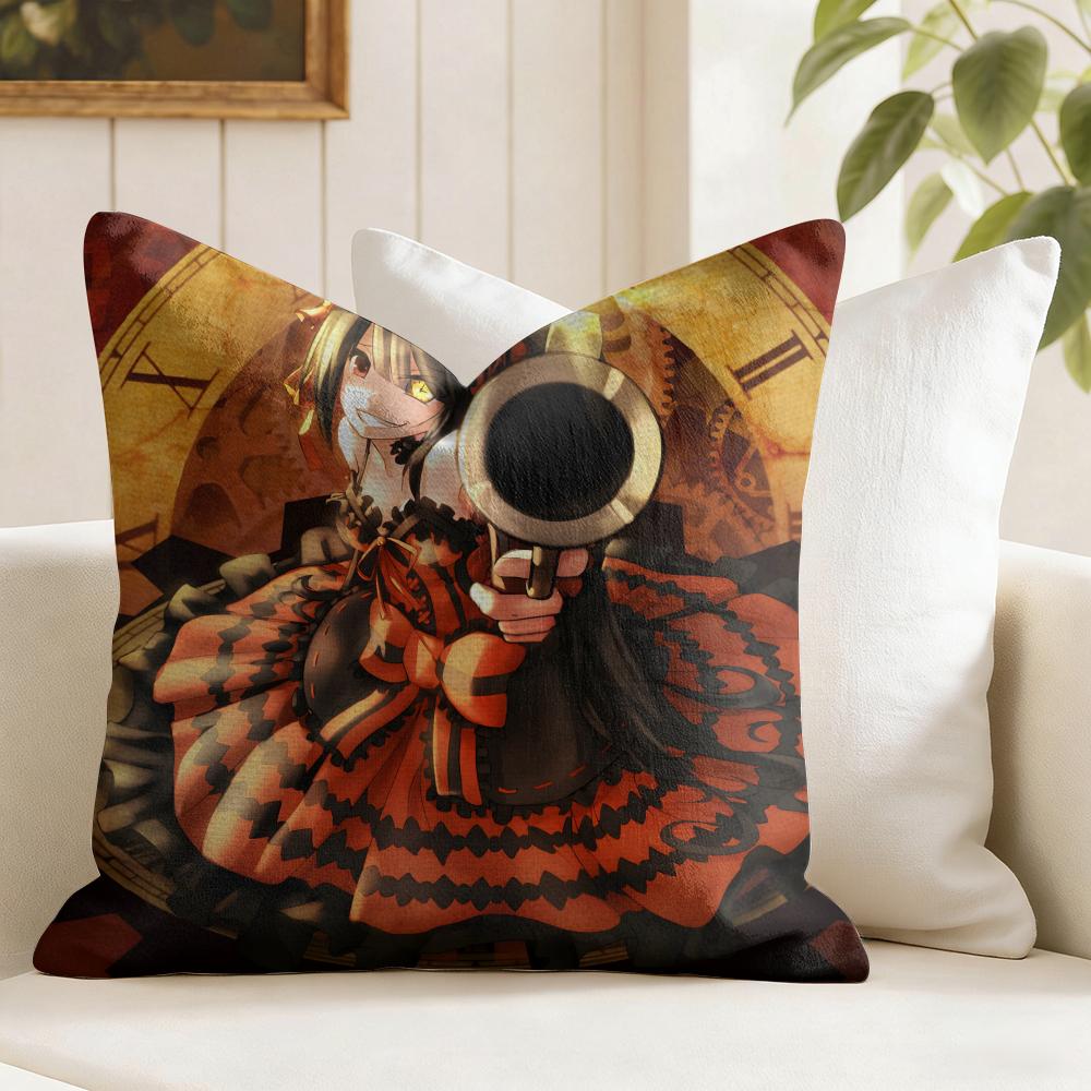 TTokisaki Kurumi Cushion Cover Natural Linen Double Sided Print Throw Pillow Case for Sofa Couch Home Decor