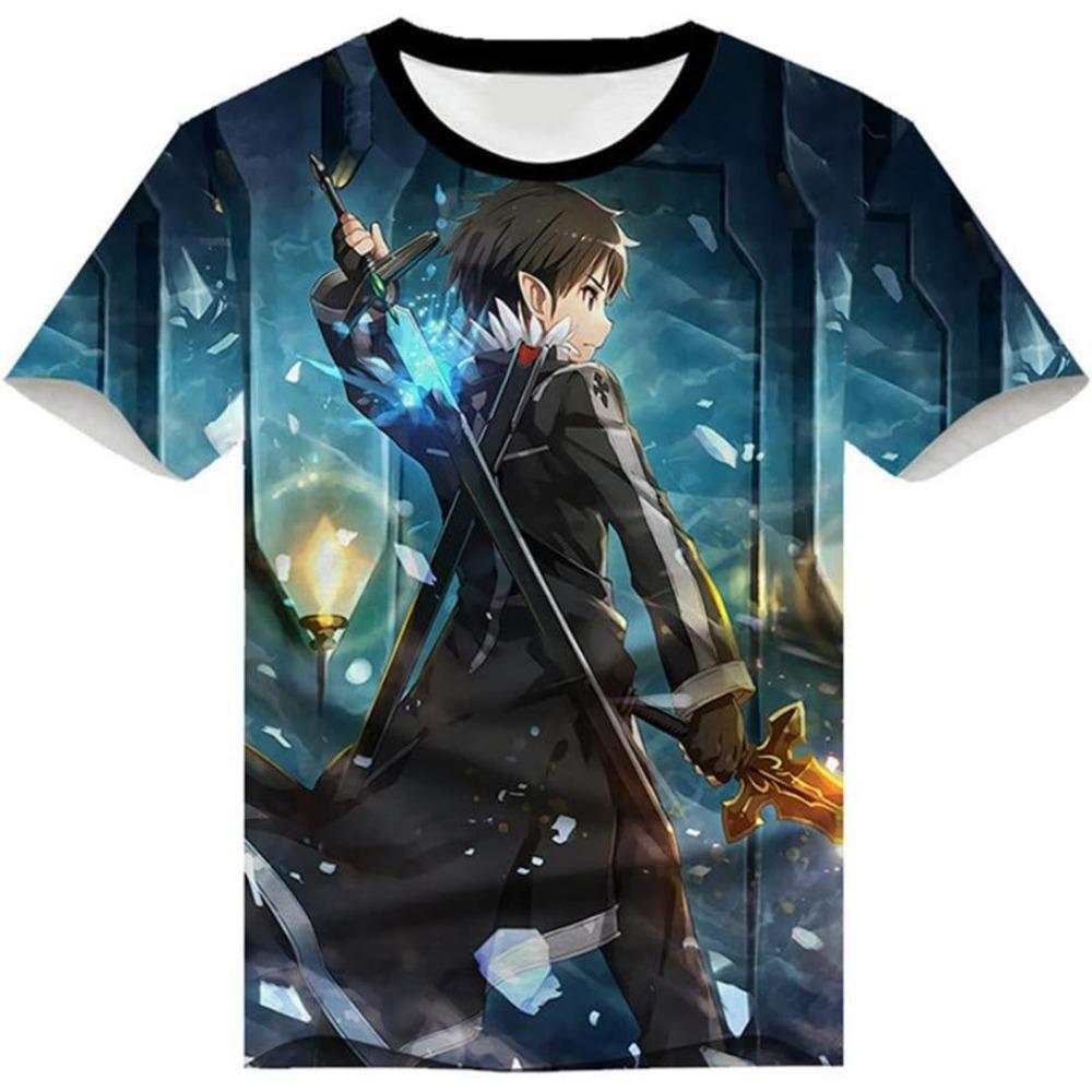 Anime Sword Art Online Kirito SAO 3D Printed T-Shirt Adult Cosplay Funny Quick Dry COOL Short Sleeve Tee Tops