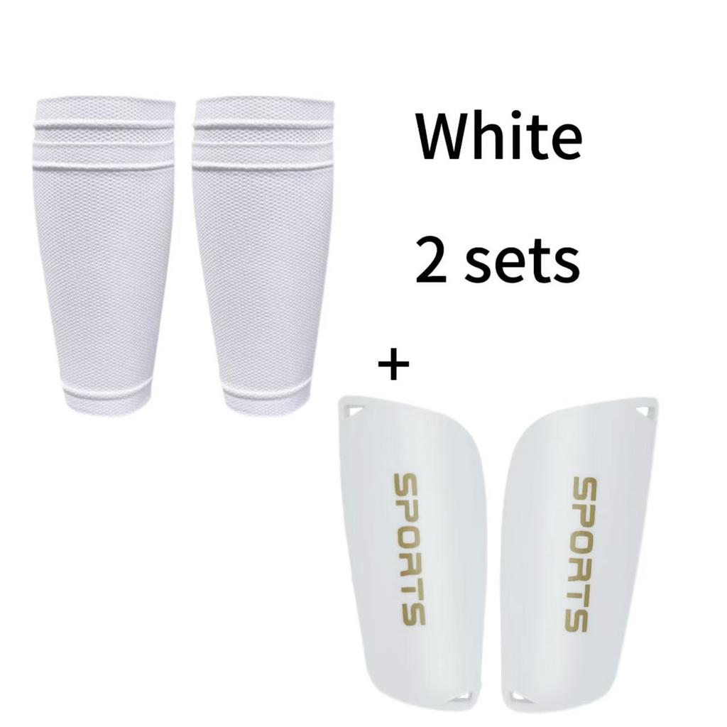 2 Pieces Soccer Set Crew Socks With Shin Guard Football Grip Socks,Leg Sleeve Sport Sock Covers for Adult