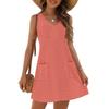 Women's Fashion Casual Summer Cuffs Bag V-neck Solid Color Dress Beach Sundress
