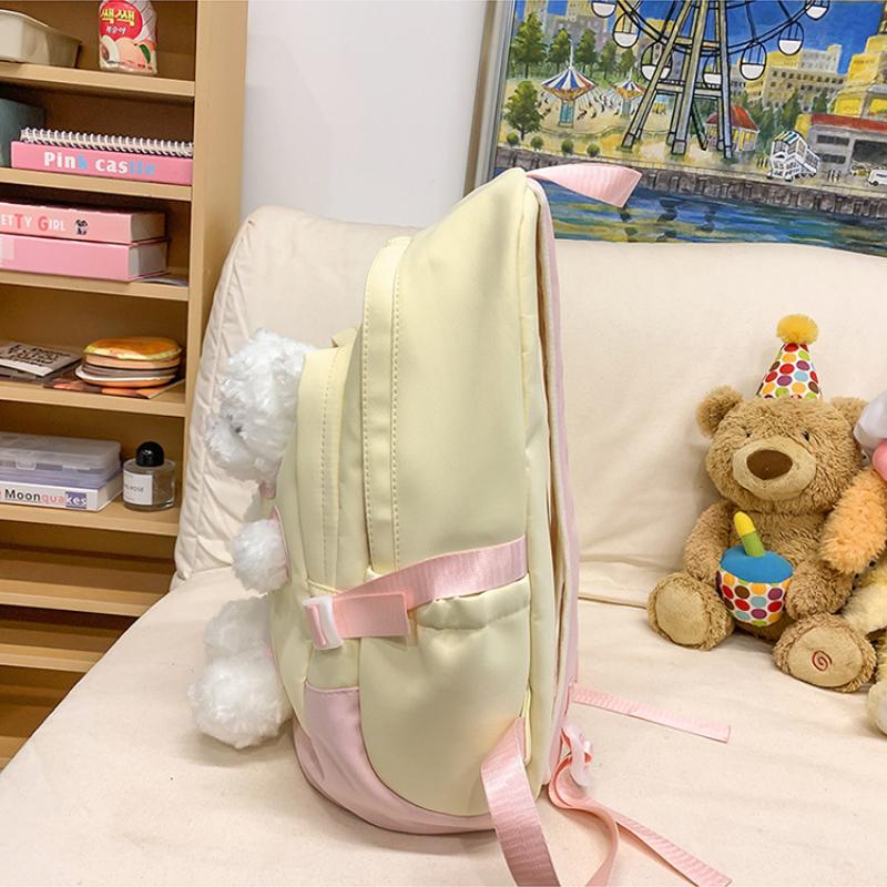 Trendy Teenager Girl Cute Bear Schoolbag High Value Junior High School Student Pupil Backpack Waterproof Nylon Book Bag Children Holiday Surprise Gift